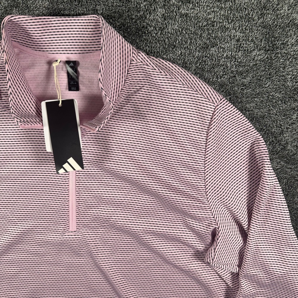 Adidas Pullover Mens XL PERF PRT 1/4 Z Pink Striped NEW Long Sleeve Golf Active - Picture 9 of 15